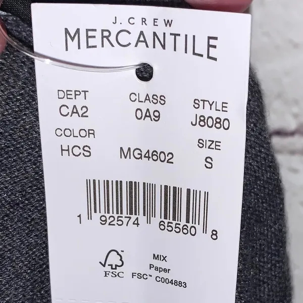 J Crew Mercantile Faux Pearl Sweater Small Gray Wool‎ Blend Crewneck NWT - Image 6