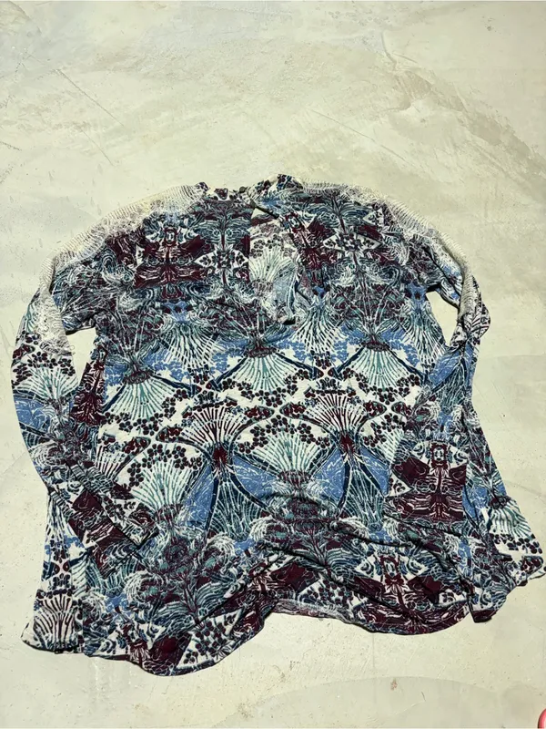 Free people Blue pattern Printed Long Sleeve Top medium - Image 6