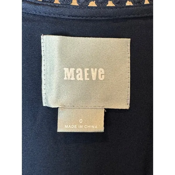 Maeve Dress Women 0 Blue Gold Sleeveless Crochet Fit And Flare Mini‎ Cottagecore - Image 9