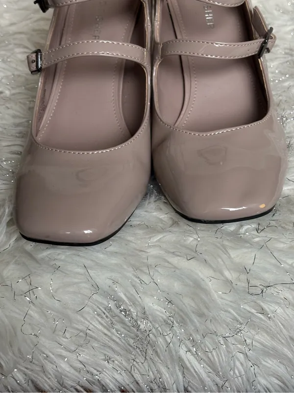 Marc Fisher Charisy Beige Women’s Tapered Patent Leather Block Heel Shoes Size8M - Image 6