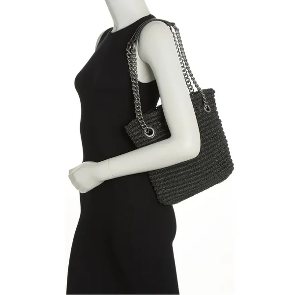 Kurt Geiger Brixton Small Raffia Black Tote - Image 2