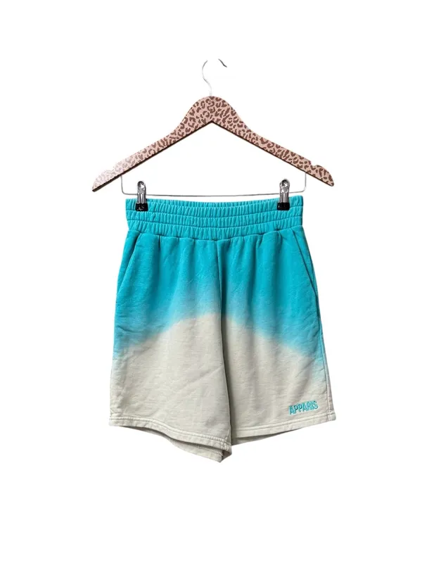 Apparis Roxy 100% Cotton Ombre Dip Dye Fleece Track Shorts Blue White Small - Image 2