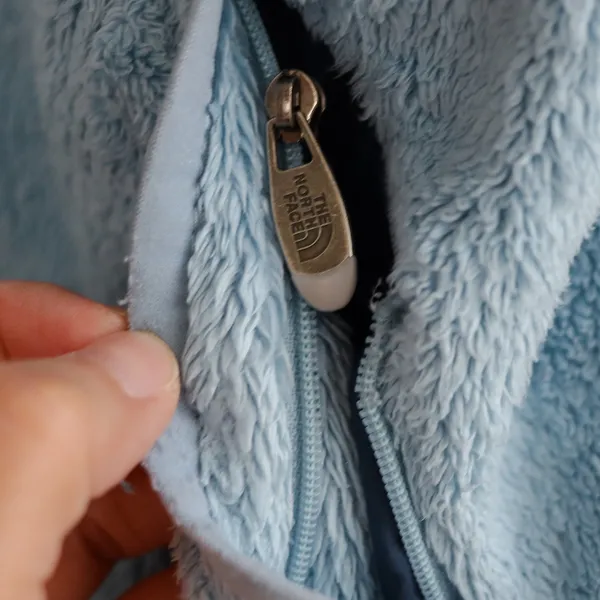 The North Face Osito Fleece‎ Hoodie Womens Medium Blue Full Zip Jacket Coat - Image 4