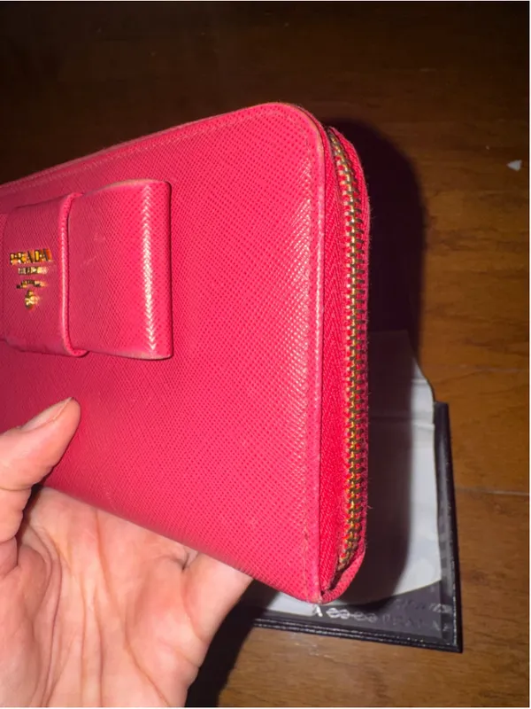Prada Saffiano Leather Bow Wallet, One Size, Pink - Image 2