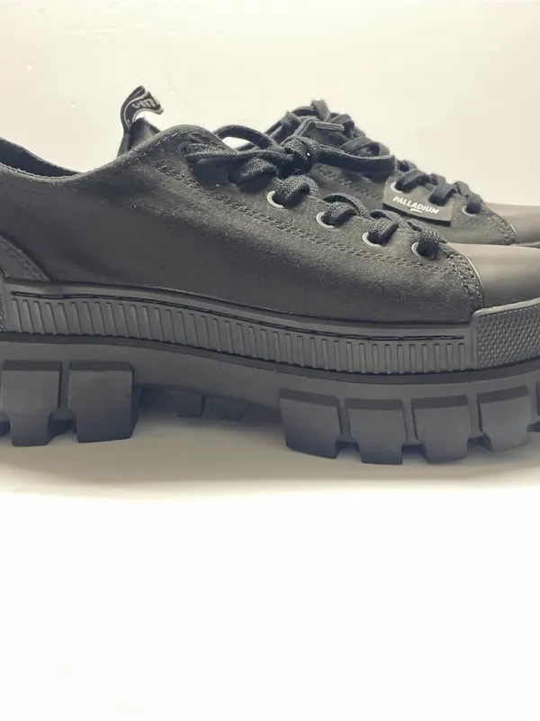 Palladium Revolt Lo Tx Black Low Fashion Sneaker Chunky. Canvas outer. Vegan. 8 - Image 14