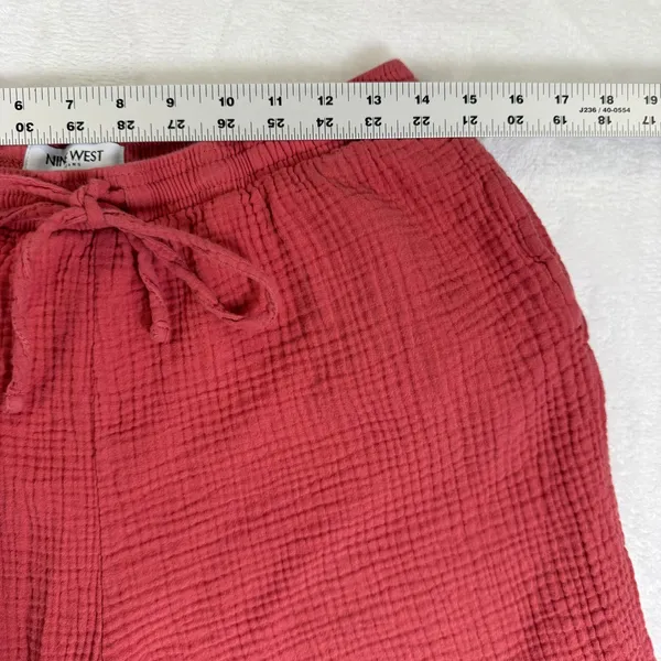 Nine West Jeans Red Cotton‎ Gauze Wide Leg Cropped Pants Large UDNWW3021-MRD - Image 3