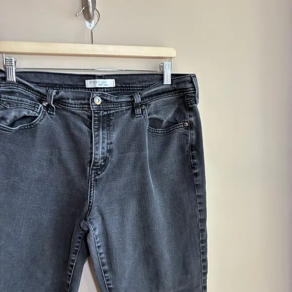Levi's 505 Straight Leg Jeans 14M Black Women's Stretch Denim - Image 2