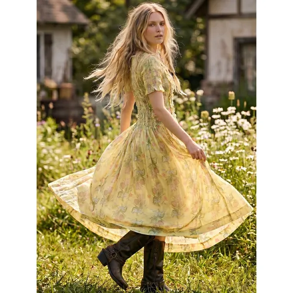 Free People Damson Madder Dainty Ethereal Cottage Raphaela Ruffle Midi Dress 12 - Image 2