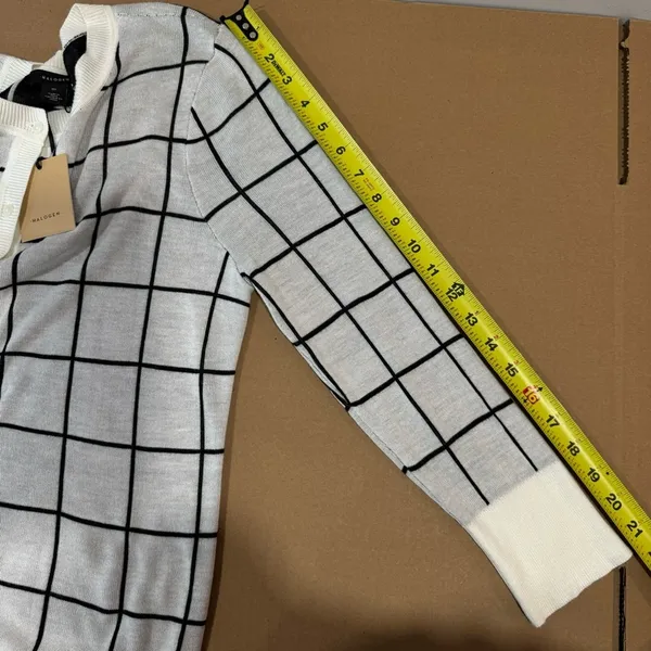 NWT Halogen Contemporary Plaid Checkered Stretch Button Down Cardigan Sweater Md - Image 13