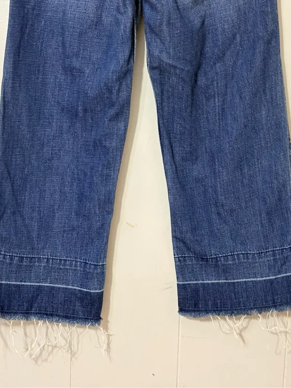 Abercrombie & Fitch Cropped Stovepipe Jeans Size 8R Wide Leg Raw Hem - Image 8