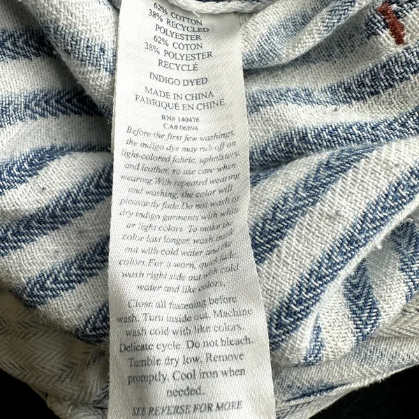 Faherty Topsail Overalls Denim Adjustable Pockets Railroad Stripe Blue White S - Image 4
