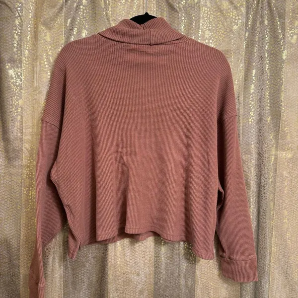Abercrombie & Fitch‎ Cozy Waffle Sweater Cowl Neck Burnt Orange Large - Image 2
