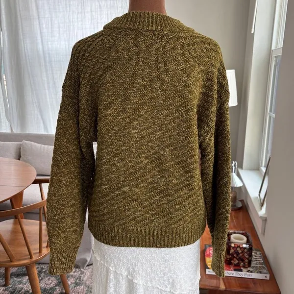 Target Universal Thread Chunky Knit Moss Green Pull Over Sweater Cotton Small - Image 3