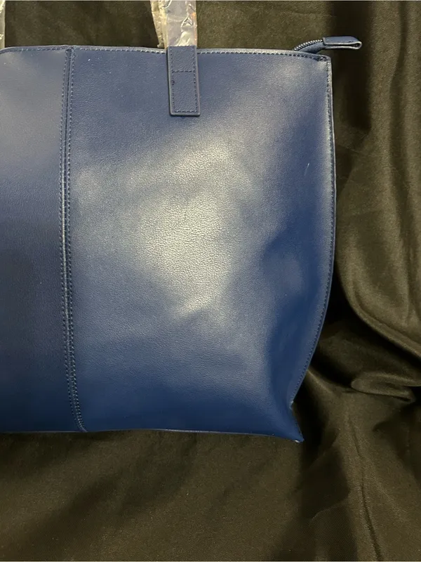 Joy Mangano Leather Structured RFID Navy Blue Tote Bag Women’s Tote NWT - Image 6