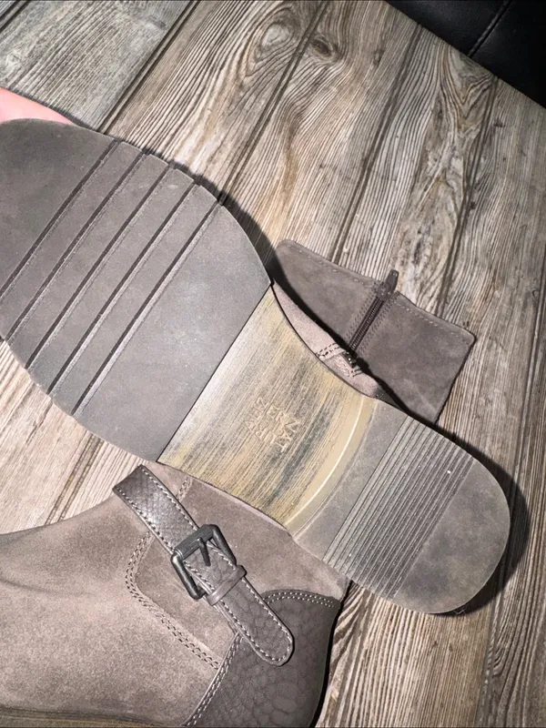 Naturalizer boots moto Gray Suede leather Mid Calf Buckle NEW Genna - Image 3