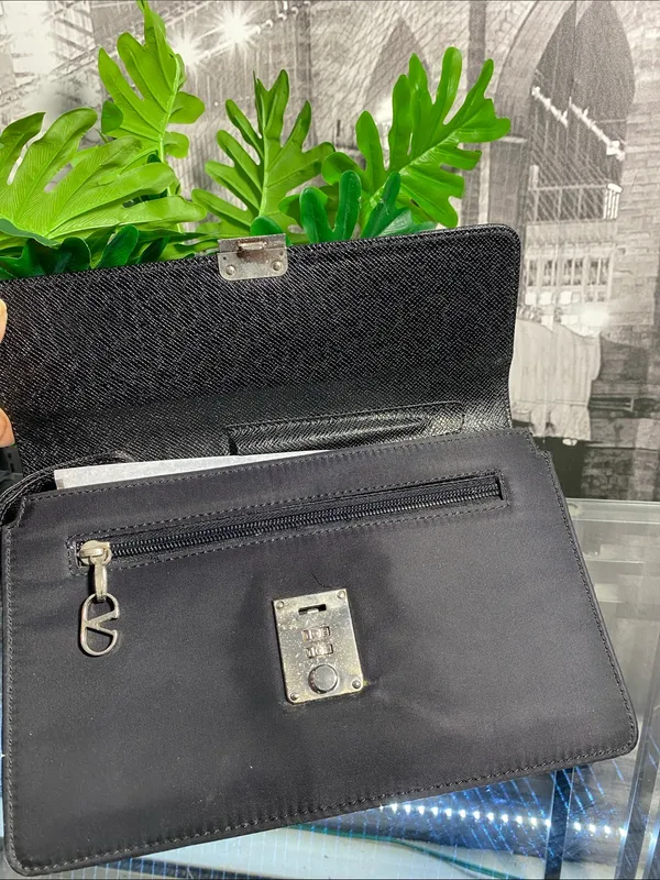 Authentic VALENTINO Black Leather and Nylon Bag - Image 11