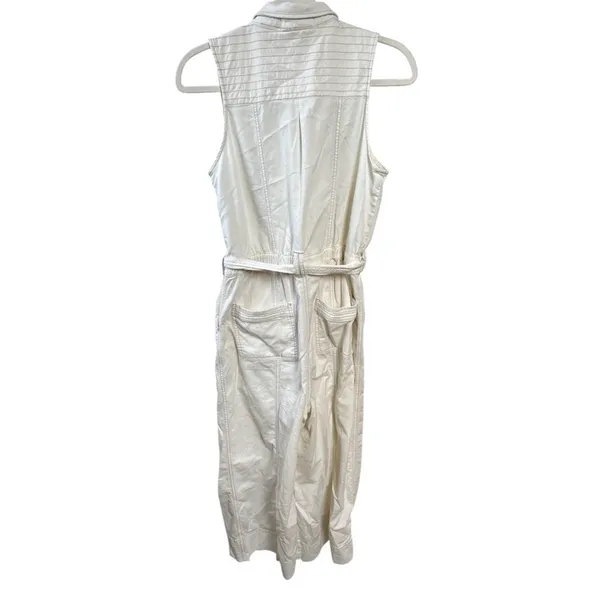 Anthropologie Ryanne Wide-Leg Utility Jumpsuit in White Size 4 Coastal Preppy - Image 5