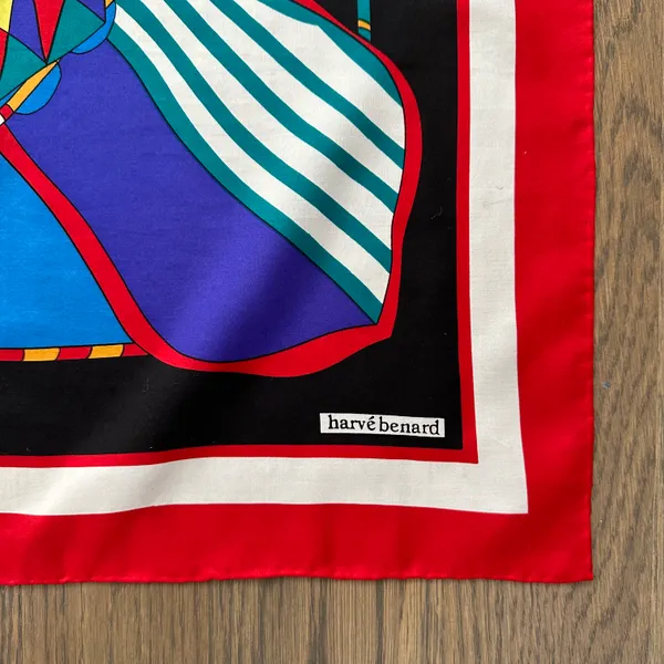 Vintage Harvé Bernard Multicolor Nautical Flag Motif 100% Silk Scarf 34" Square - Image 7
