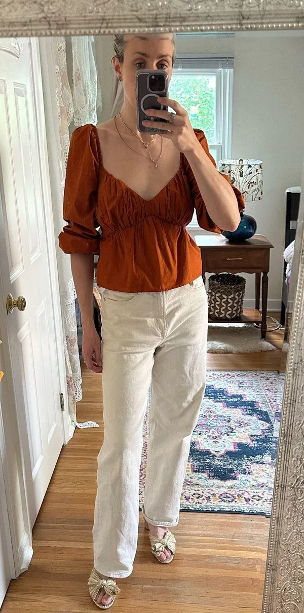 Abercrombie Fitch puff sleeve peplum babydoll top - Image 4