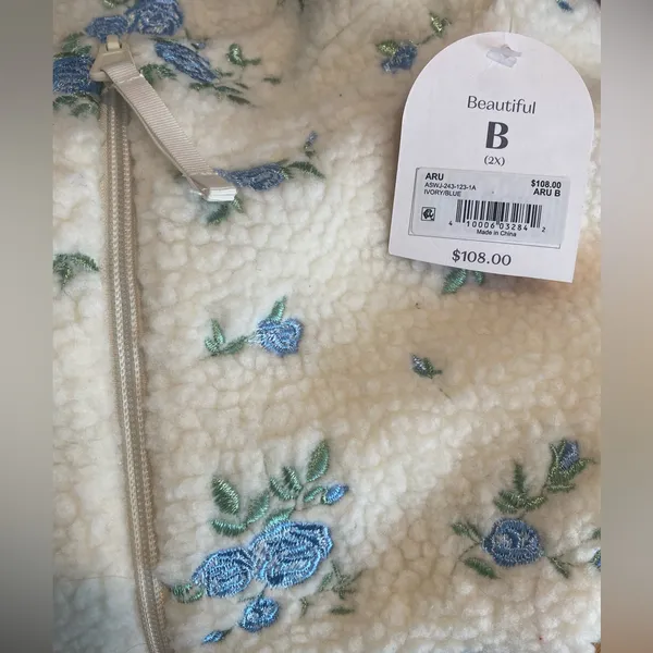 Arula Cele Floral Sherpa Pullover B 2X NWT Blue - Image 5