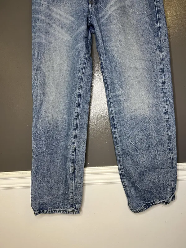 Zara Jeans Womens 6 Blue Acid Wash High Rise Relaxed Straight Button Fly Denim - Image 3