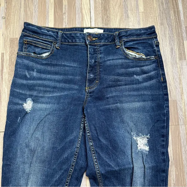 Maurices Dark Blue Distressed Skinny Jeans, Size 12 Short - Image 3