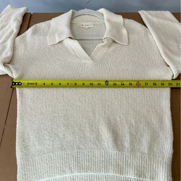 Roller Rabbit Organic Cotton‎ Blend Oversized Rocio Collared Sweater Cream Beige - Image 11