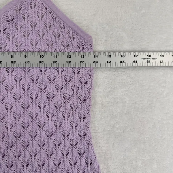 For Love &‎ Lemons Purple One Shoulder Pointelle Knit Mini Dress Small NWT - Image 4