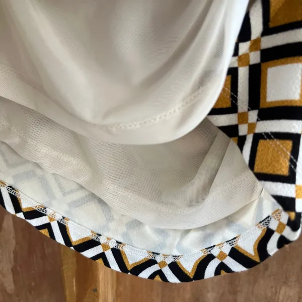 Anthropologie Maya Ruched Cowl Neck Dress Yellow Geometric Print Size MP. NEW! - Image 7