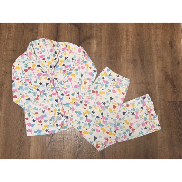 Kerri Rosenthal x Roller Rabbit Heart Star Pima Cotton Pajama Set Small Multi - Image 2