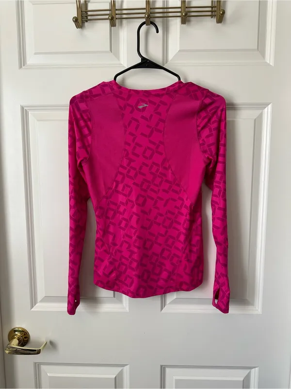 Brooks Equilibrium II Longsleeve Women's Sports Shirt Pink Geometric Size XS - Image 2