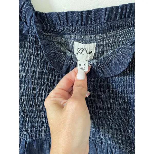J. Crew Puff Sleeve Denim Mini Dress Denim Blue Size XXS NEW - Image 6