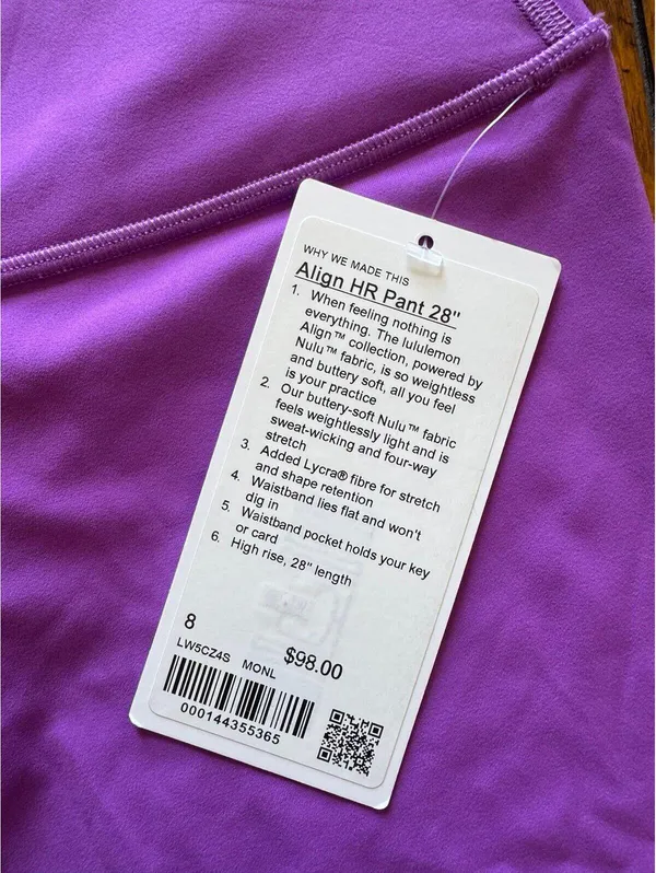 Lululemon Align High Rise 28” Moonlit Magenta Size 8 NWT - Image 5