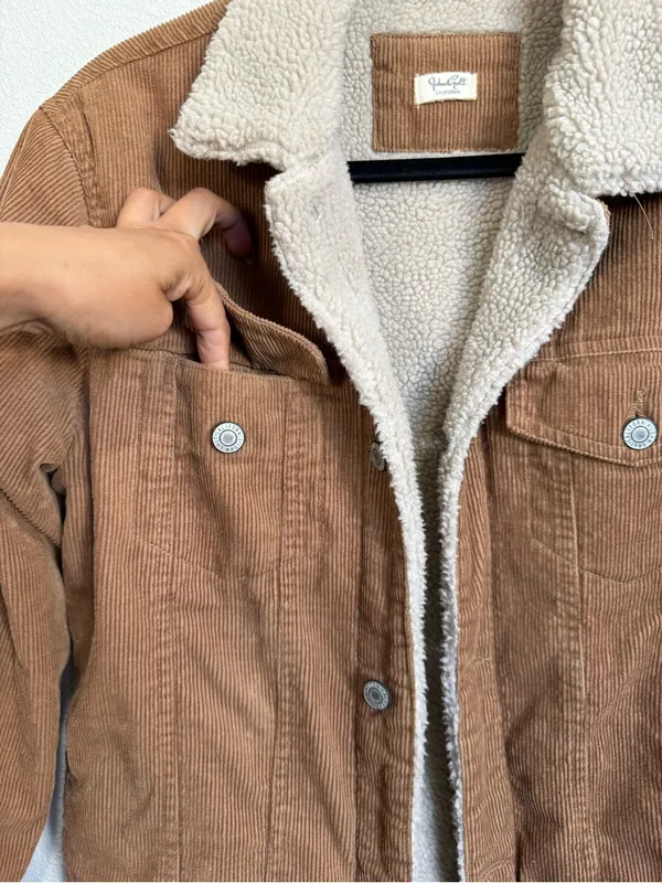 John Galt Corduroy Sherpa Trucker Jacket Western Y2K Brown NWOT - Image 4
