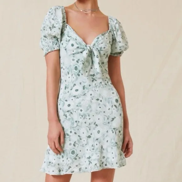 Anthropologie Forever That Girl Sweetheart‎ Floral Mini Dress Mint size small - Image 2