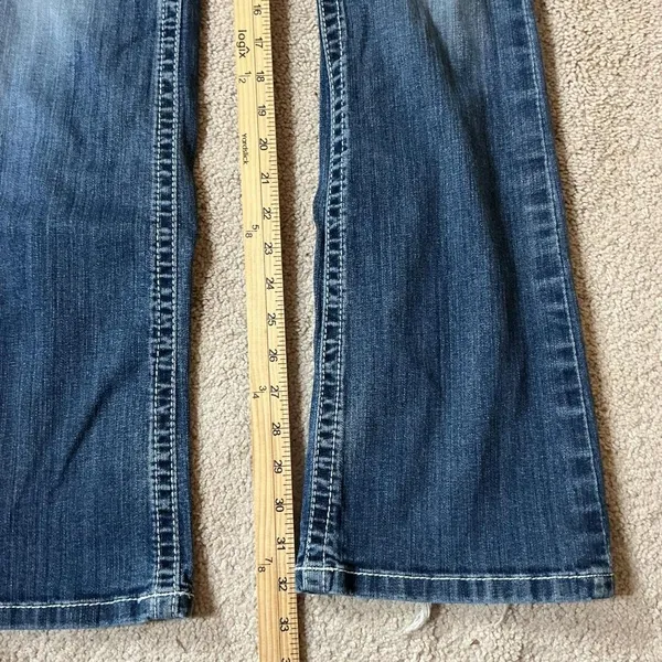 Ariat Womens Real Denim Bootcut Jeans Low Rise Whiskered Distressed Medium Wash - Image 5