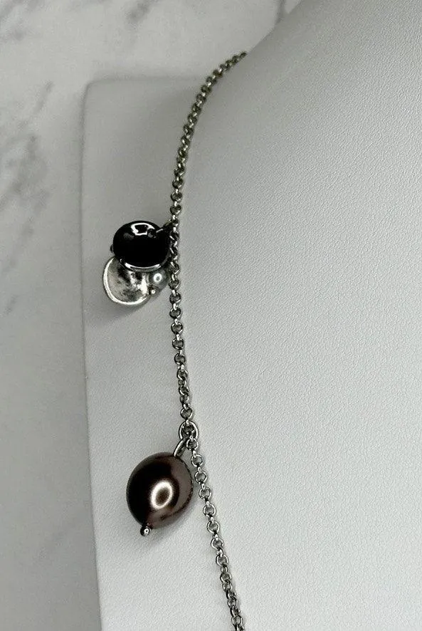 Chico's Cluster Beaded Pendant Silver Tone Long Necklace ✨ - Image 7