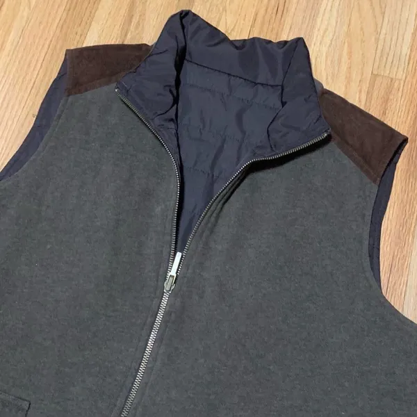 Lauren Ralph Lauren Dark Olive Green + Brown Zip Up Vest size XL‎ - Image 6