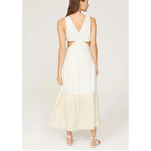 Endless Rose Cottage Midi Dress SMALL Cut Out Waist Ruffle Cotton Designer $110 - Image 3