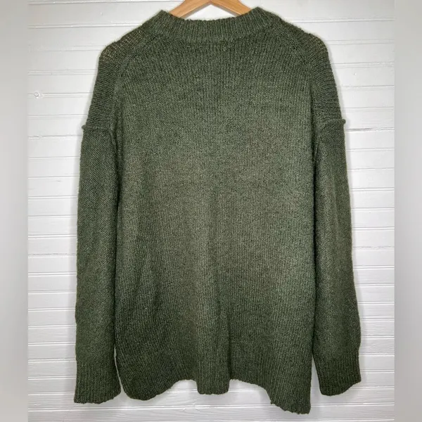 Topshop Women's Green Chunky Knit Mock Neck Oversized Sweater Size S US 4-6 - Image 3