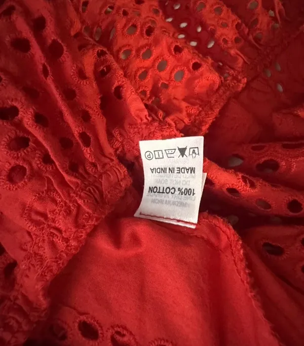 Melissa Odabash Tessa red cotton eyelet midi beach dress, size Small - Image 7