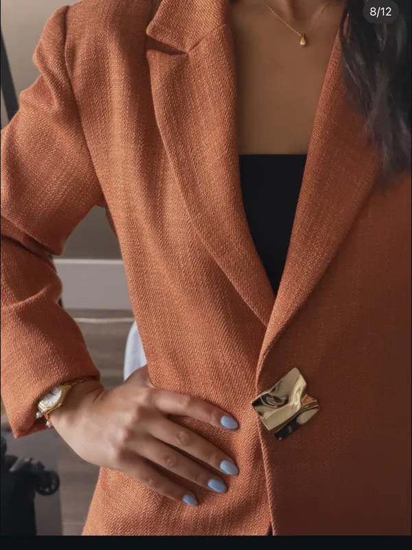 Women's Rust Orange Tailored Blazer Size XS - Image 2