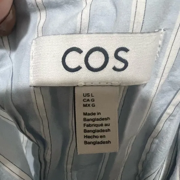 COS blue striped collared button up shirt - Image 9