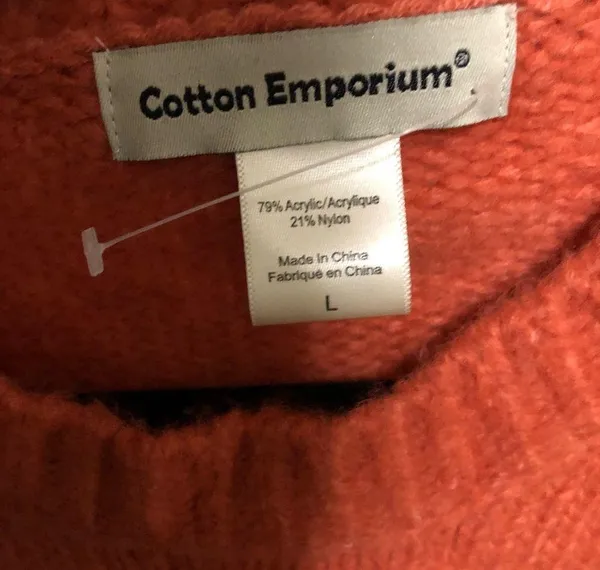 NEW Cotton Emporium Orange Cozy Knit Pullover Sweater Size Large - Image 3