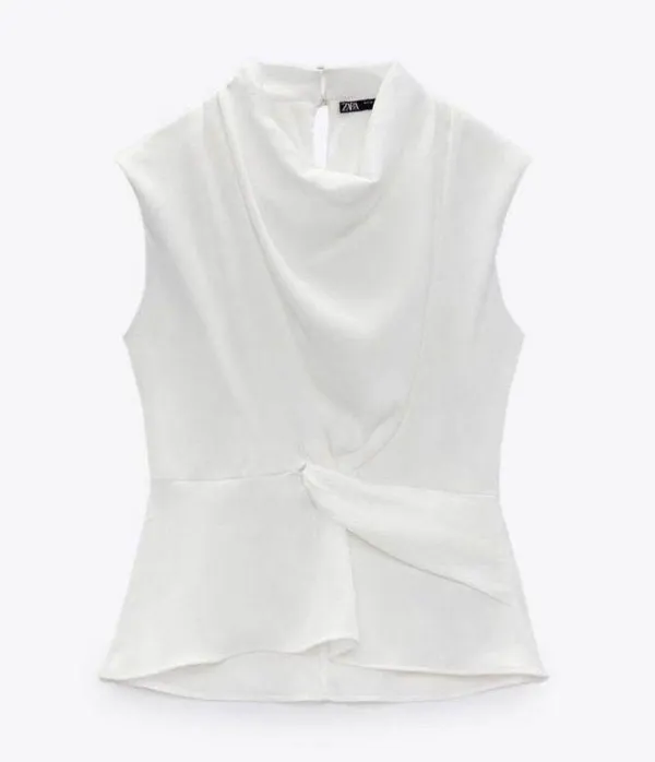 NWT FRONT KNOT TOP Oyster White - Image 3