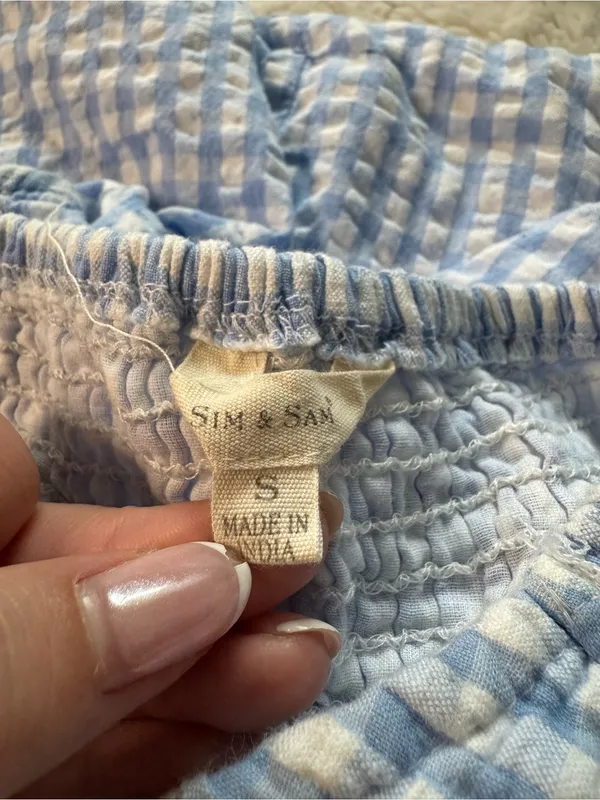 Sim & Sam Blue & White Gingham Halter Mini Dress Size S - Image 3
