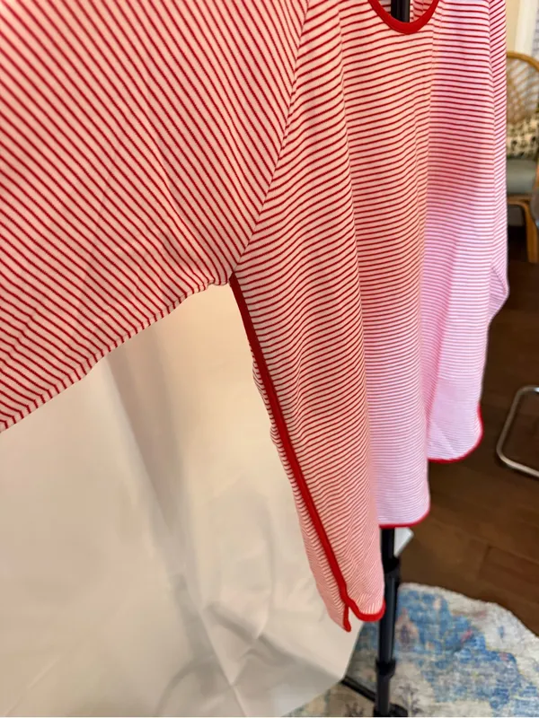Lake Womens Red Striped Sleep Top 3/4 Sleeve Lounge Pima Cotton Classic Prep - Image 8