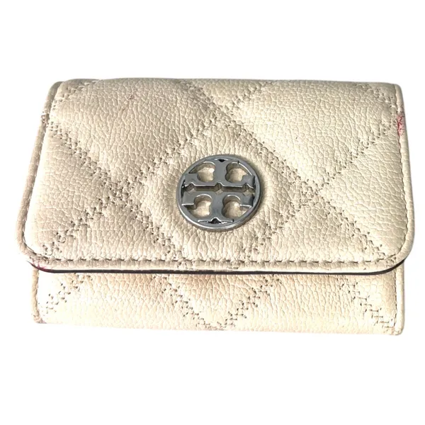 Tory Burch Willa quilted leather card case cream wallet luxury designer - Image 6