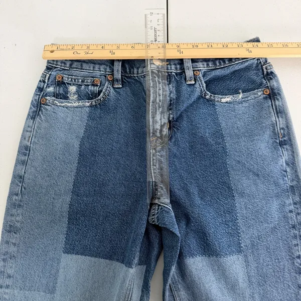 American Eagle 90s Bootcut Jeans Womens 4 Patchwork Multi Blue Denim Grunge - Image 9