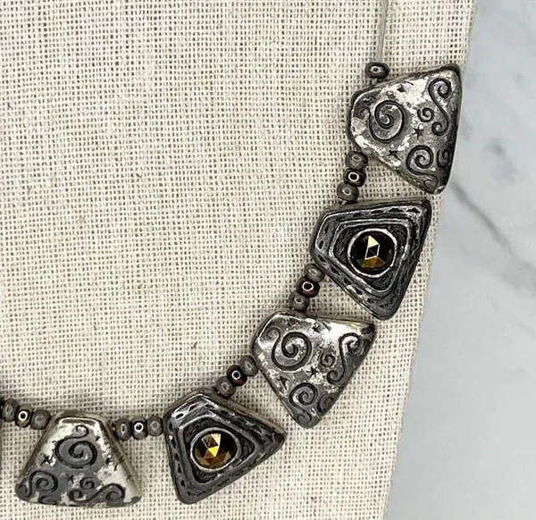 Chico's Silver Tone Wire Rhinestone Bib Necklace - Image 4